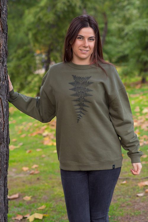 Sudadera orgánica kaki mujer HELECHO