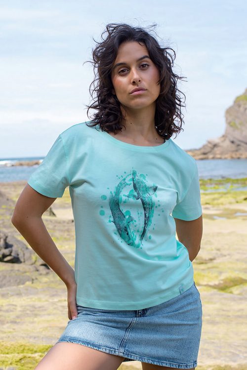 Camiseta orgánica azul caribe PECES