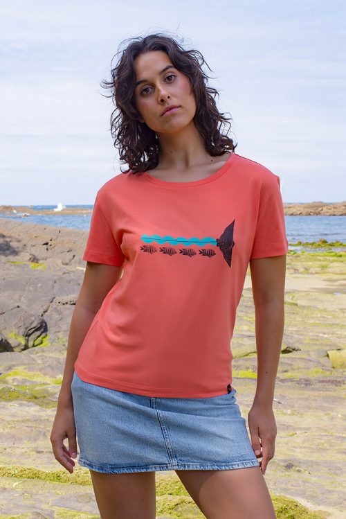 Alternative view of Camiseta orgánica coral SNORKEL