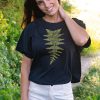 Camiseta orgánica corte murciélago negra mujer HELECHO