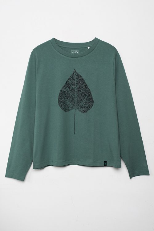 Alternative view of Camiseta orgánica manga larga verde mujer HOJA