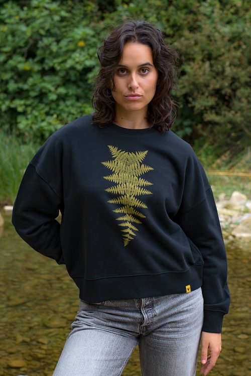 Sudadera orgánica negra mujer HELECHO