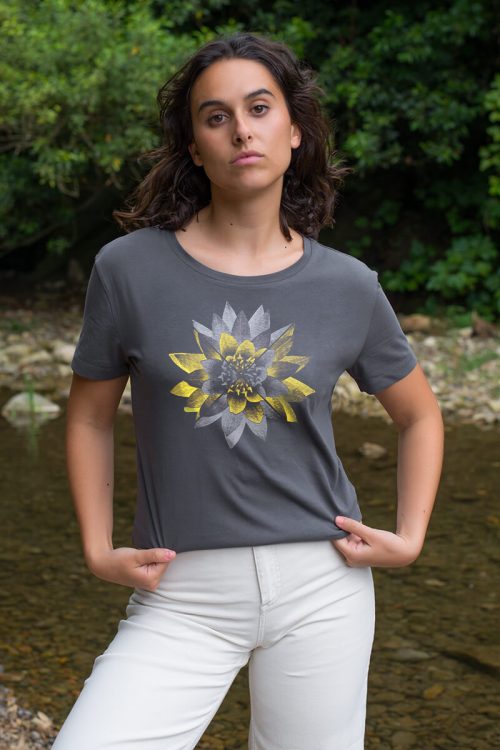 Camiseta orgánica antracita mujer NYMPHAEA