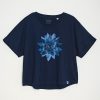 Camiseta orgánica corte murciélago azul marino mujer NYMPHAEA - Imagen 3