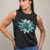 Camiseta orgánica sin mangas negra mujer NYMPHAEA - Imagen 2