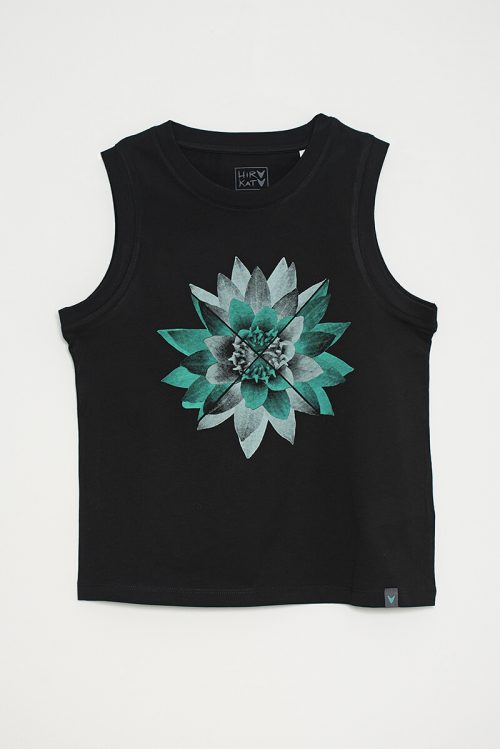 Camiseta orgánica sin mangas negra mujer NYMPHAEA