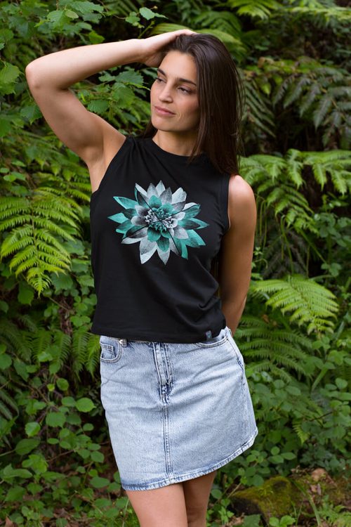 Camiseta orgánica sin mangas negra mujer NYMPHAEA