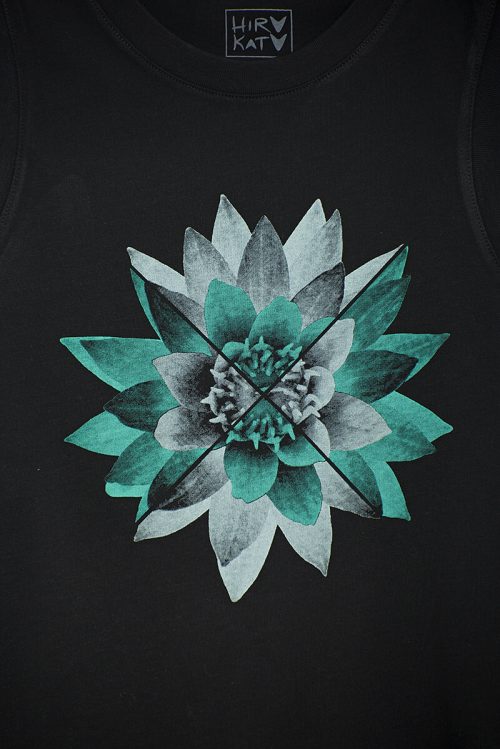 Alternative view of Camiseta orgánica sin mangas negra mujer NYMPHAEA