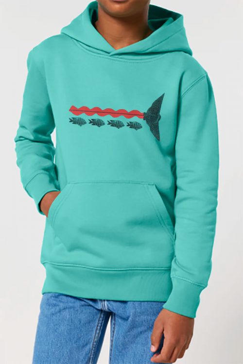 Sudadera orgánica capucha niñ@ turquesa SNORKEL