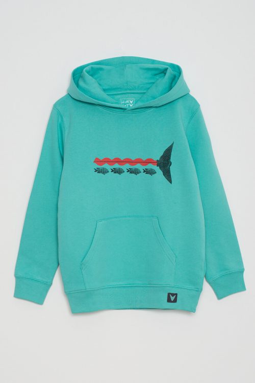 Alternative view of Sudadera orgánica capucha niñ@ turquesa SNORKEL