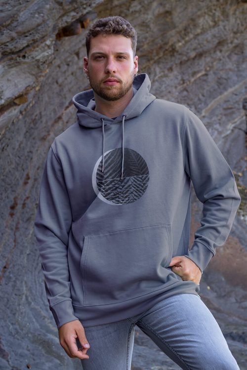 Sudadera orgánica capucha azul nublado unisex HELECLIPSE