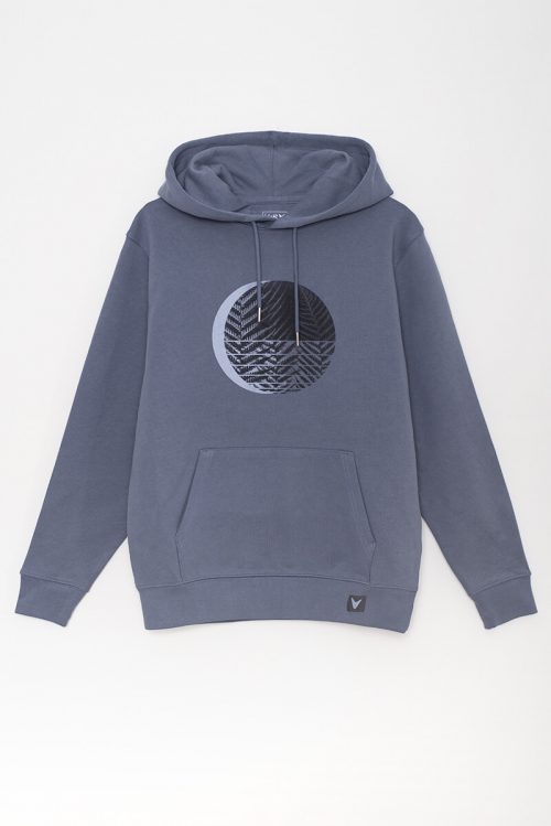 Alternative view of Sudadera orgánica capucha azul nublado unisex HELECLIPSE