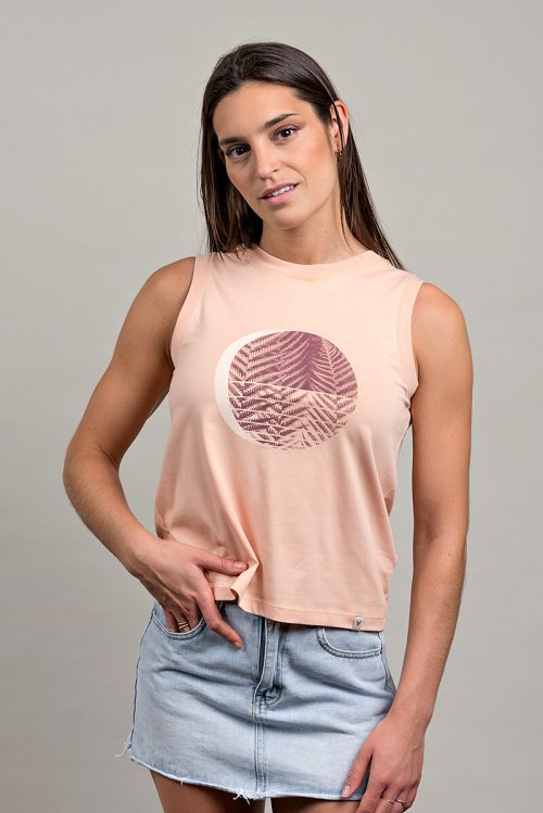 Alternative view of Camiseta orgánica sin mangas rosa nude mujer HELEKLIPSE