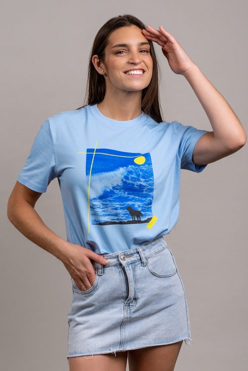 Alternative view of Camiseta orgánica azul cielo unisex PERRO DE MAR