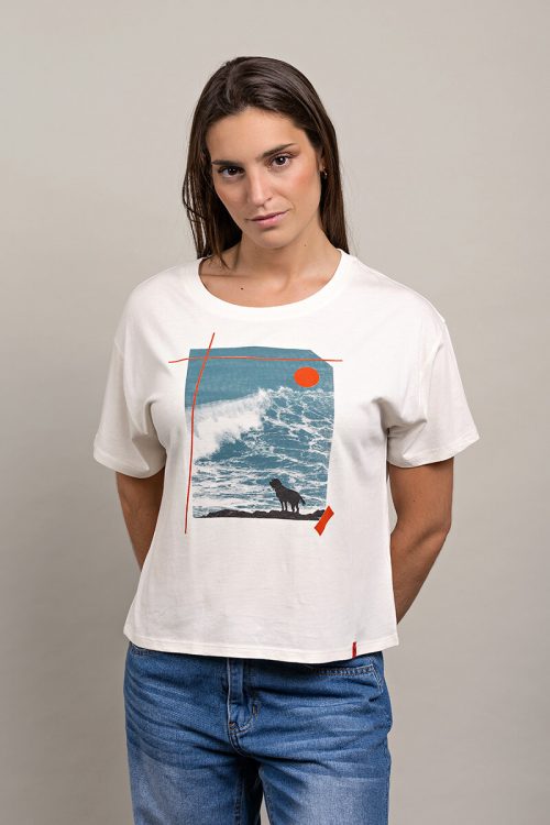 Alternative view of Camiseta orgánica crema mujer PERRO DE MAR
