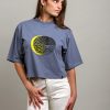Camiseta orgánica  cuello chimenea azul nublado mujer HELKLIPSE - Imagen 2