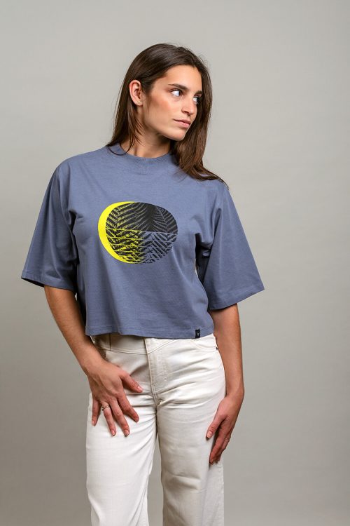 Alternative view of Camiseta orgánica  cuello chimenea azul nublado mujer HELKLIPSE