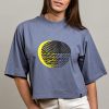 Camiseta orgánica  cuello chimenea azul nublado mujer HELKLIPSE - Imagen 4