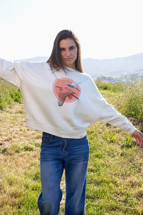 Alternative view of Sudadera orgánica y modal crema mujer GARZAS