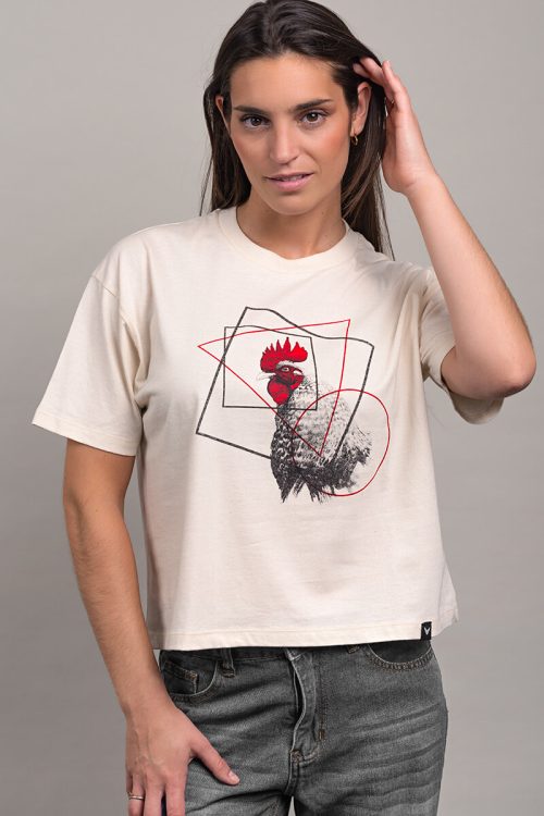 Alternative view of Camiseta orgánica corta beige mujer GALLO