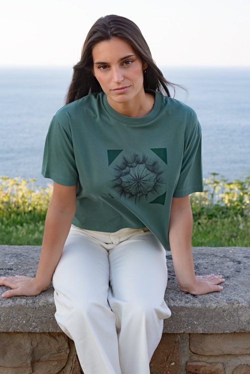 Camiseta orgánica corta verde oscuro mujer SALSIFÍ