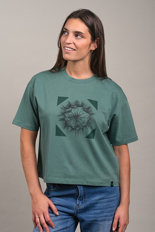 Alternative view of Camiseta orgánica corta verde oscuro mujer SALSIFÍ
