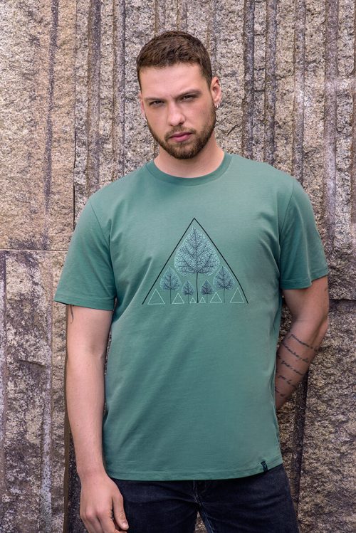 Camiseta orgánica verde unisex HOJAS