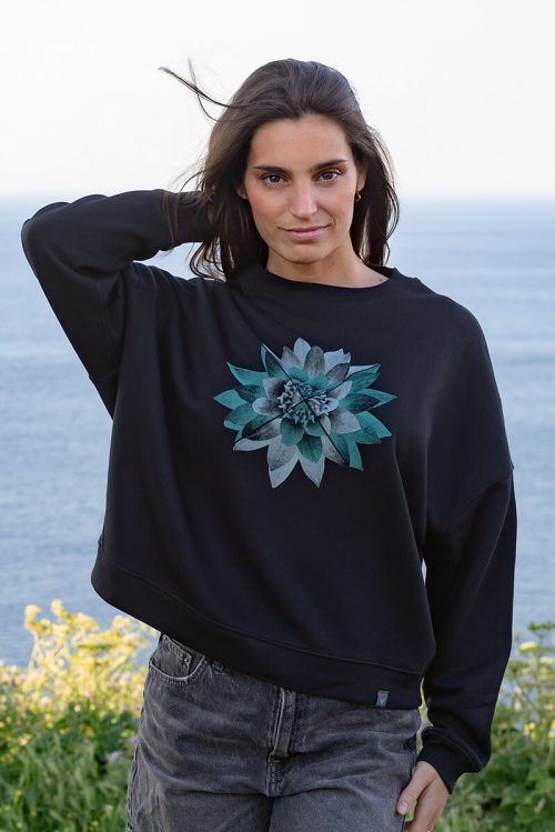 Sudadera orgánica y modal negra mujer NYMPHAEA