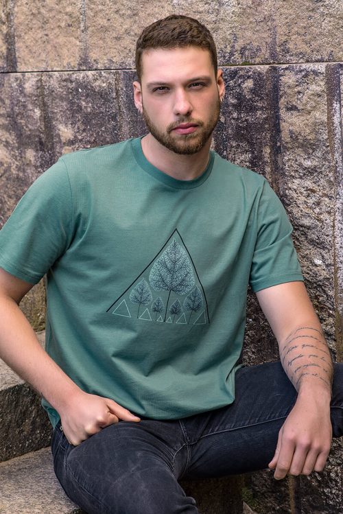 Alternative view of Camiseta orgánica verde unisex HOJAS